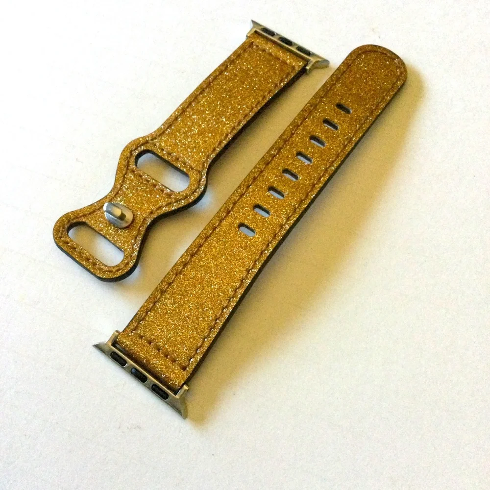 POSH TECH CALLIE PATENT LEATHER GOLD GLITTER APPLE WATCH BAND 42/44 mm NWOT